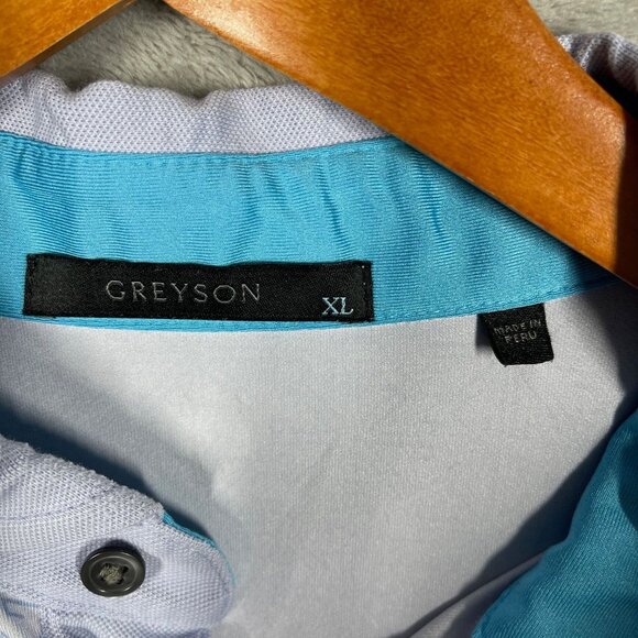 Greyson Mens Polo Geometric Golf Shirt Lions Tooth Print Purple XL - Picture 4 of 6